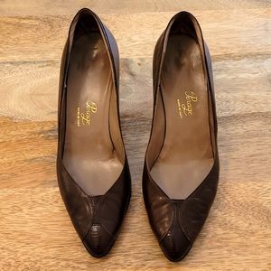 7 Brown Italian leather heels